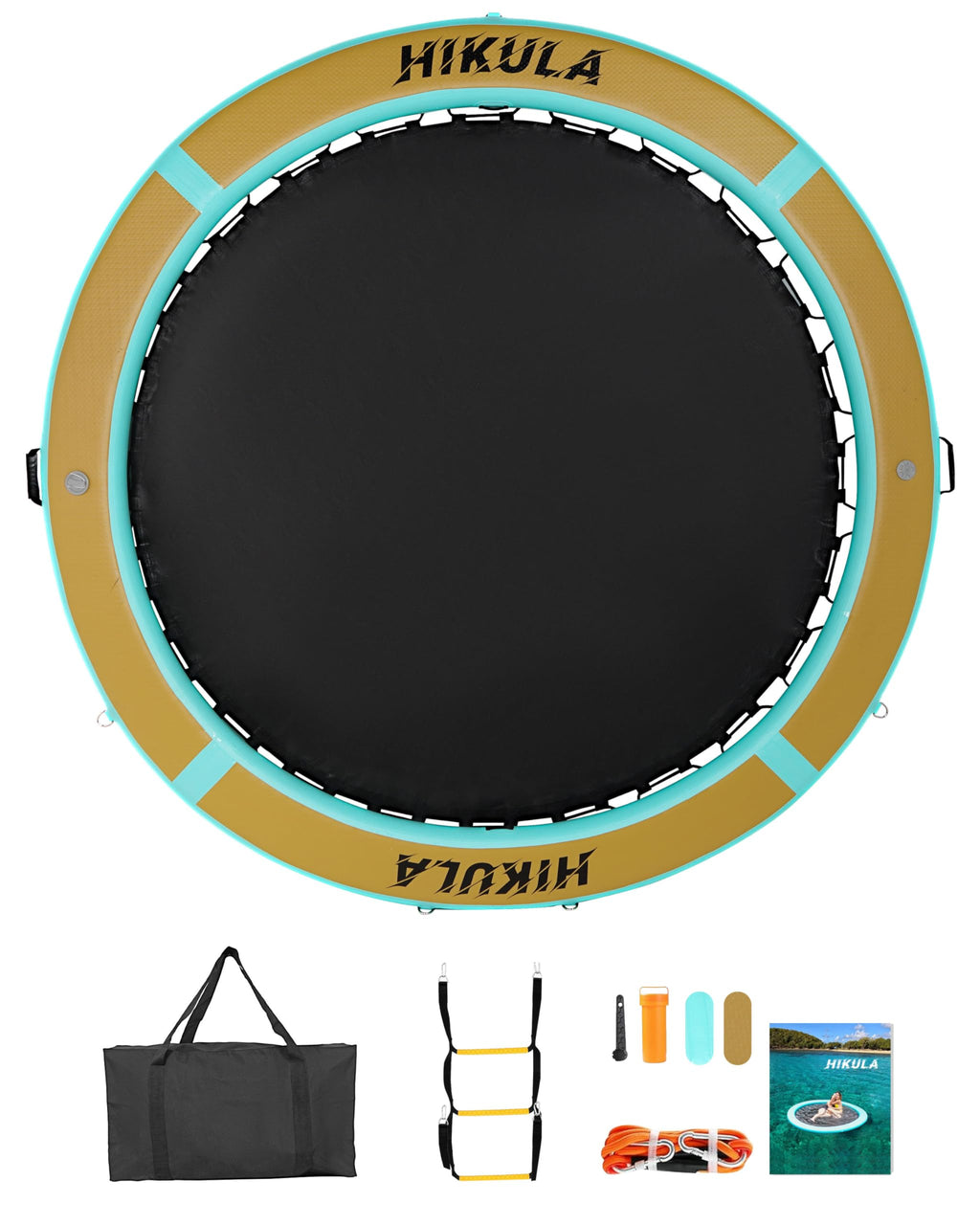 Inflatable Round Floating Ring Water Hammock Dock with Water Ladder and Cup Holder W631