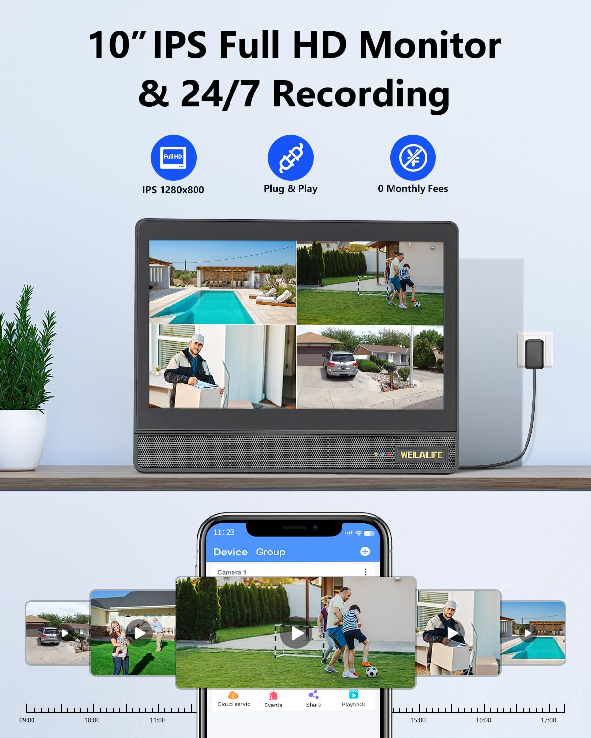 Wireless Security Camera System with 10" HD Monitor O73215