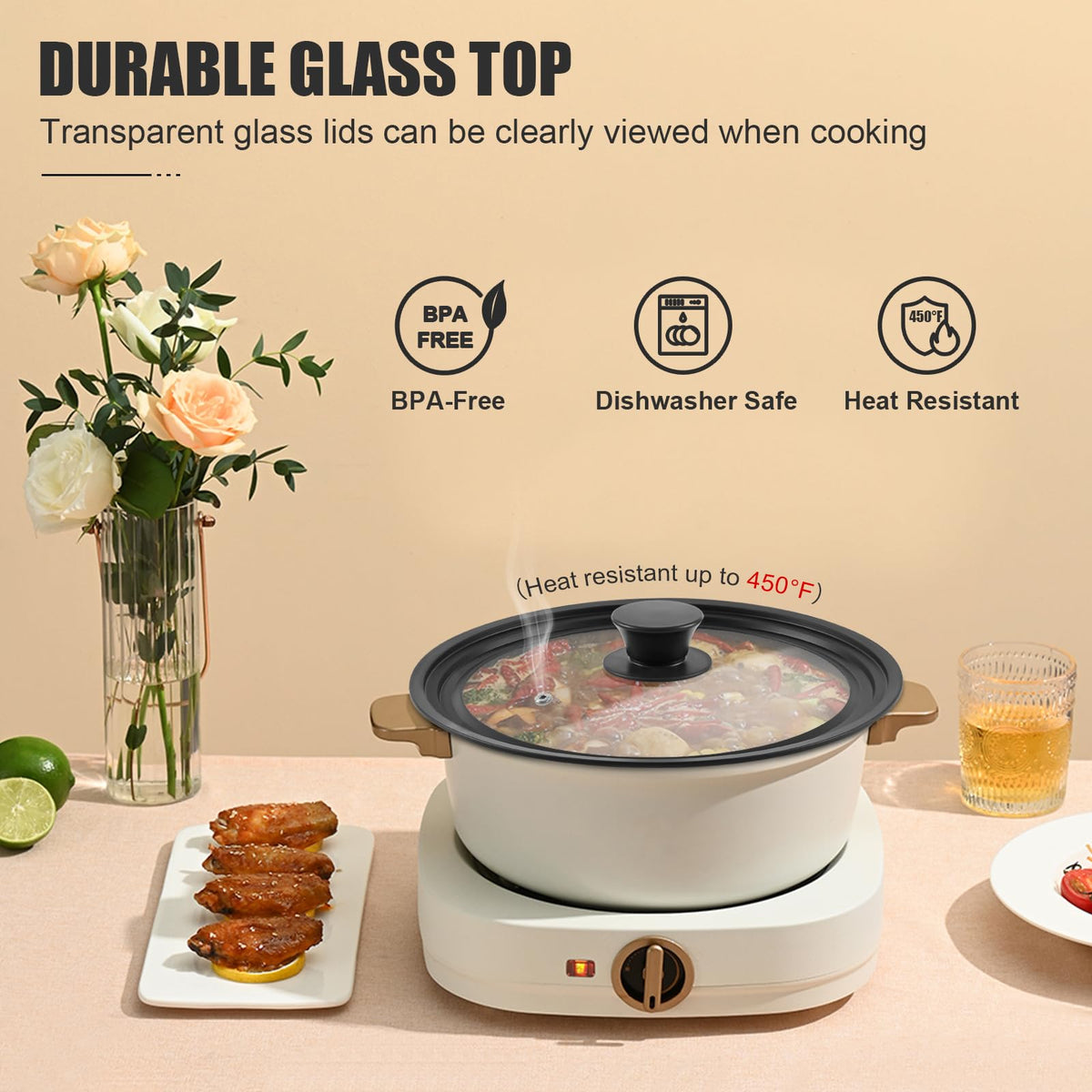 Tempered Glass Universal Lid with Silicone Rim for 10" 11" 12" Cookware E156871