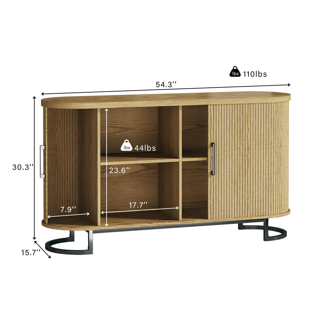 Sideboard Buffet Cabinet with Storage, Fluted Tambour, Adjustable Shelves G549