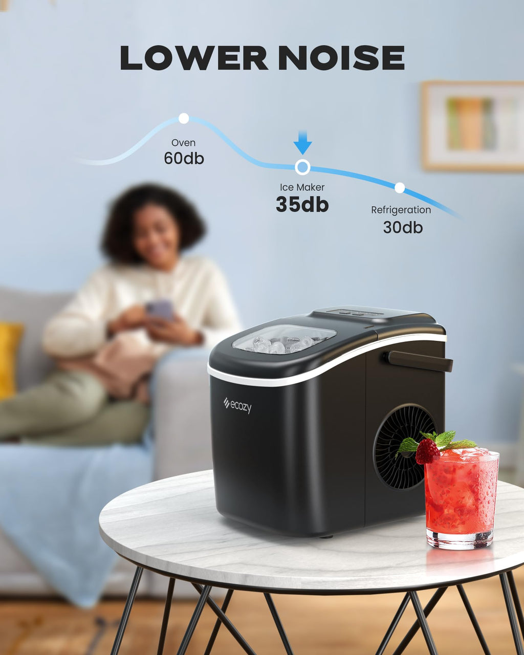 Countertop Ice Maker with Carry Handle, 26lbs/24Hrs Y3056