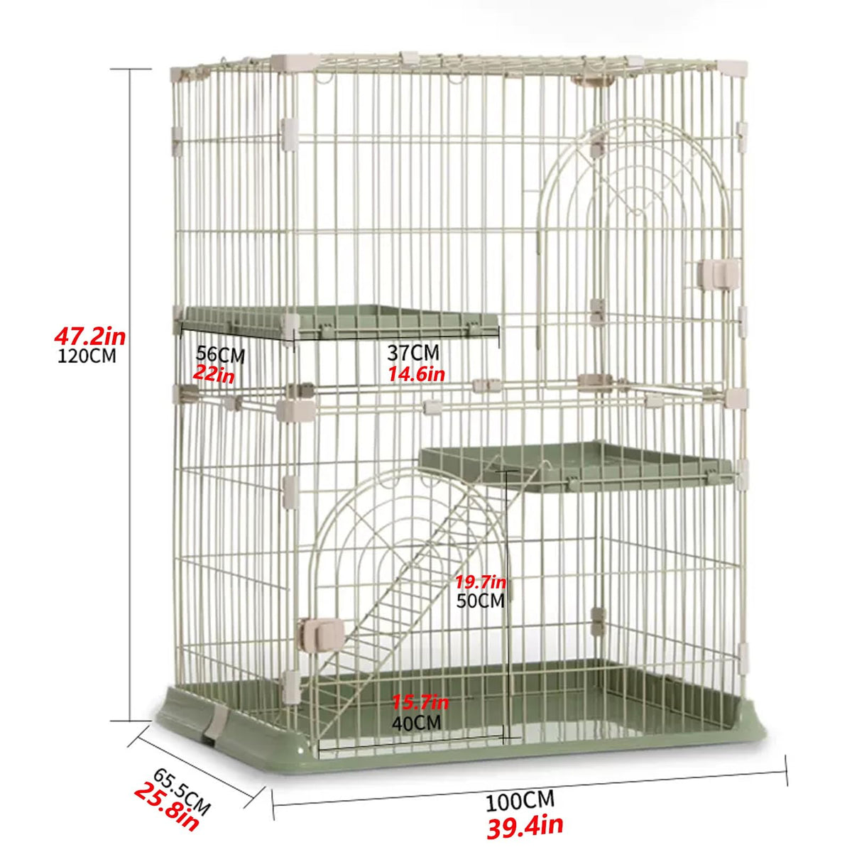 3/4-Tier Wire Cat Cage Playpen Kennel with Hammock J779