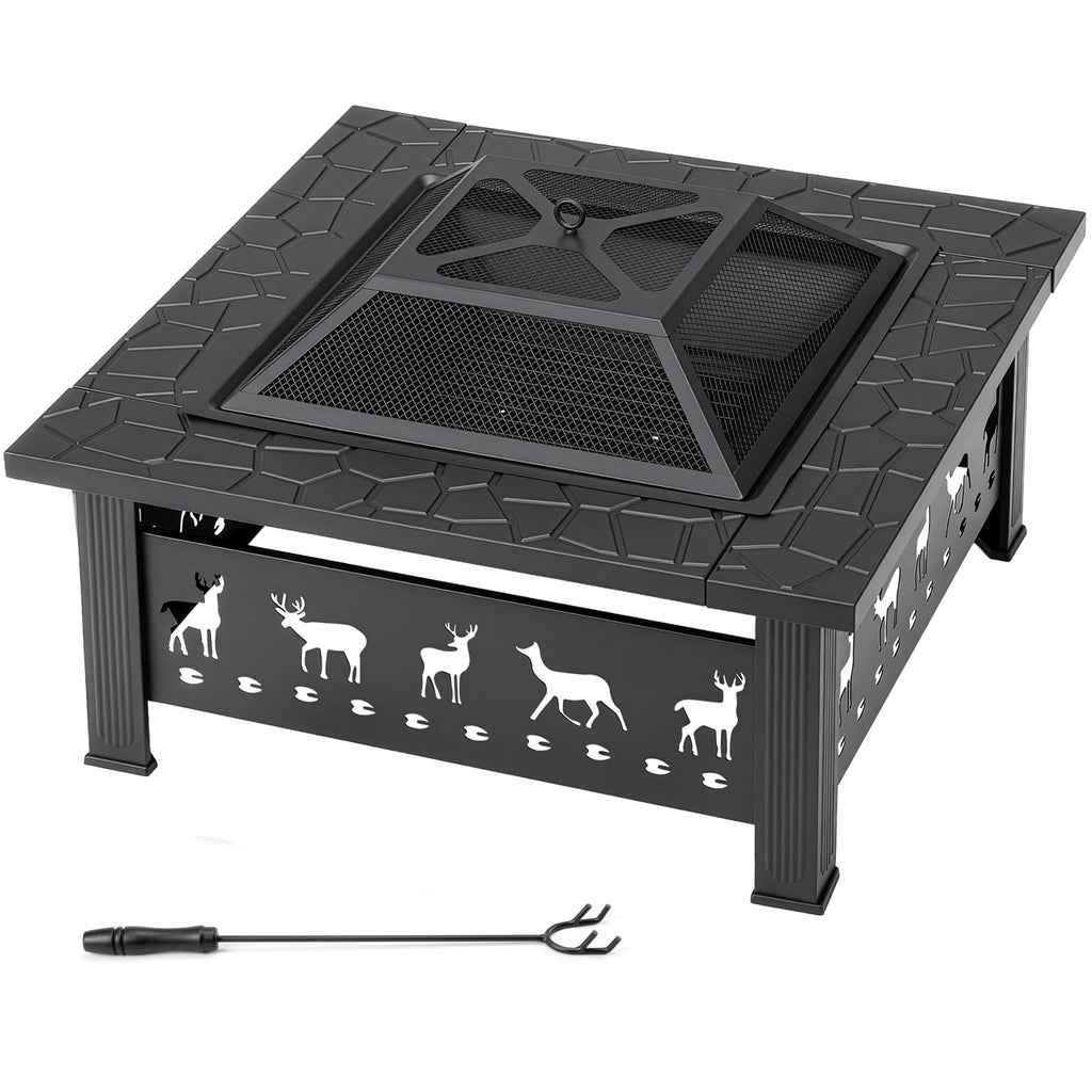32 Inch Square Outdoor Fire Pit Table L617