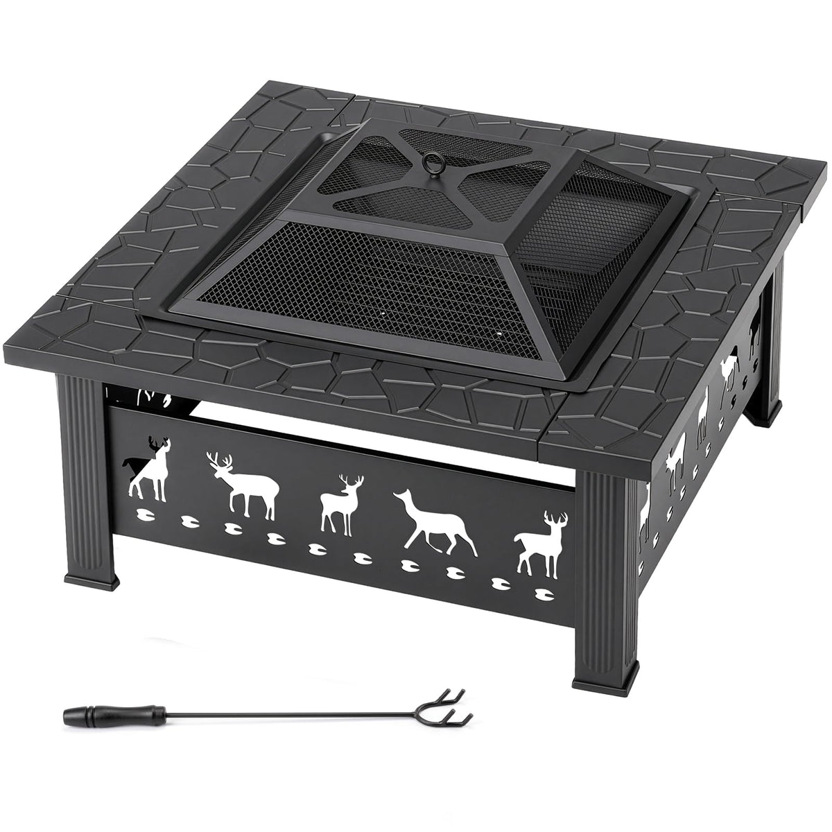 32 Inch Square Outdoor Fire Pit Table L617