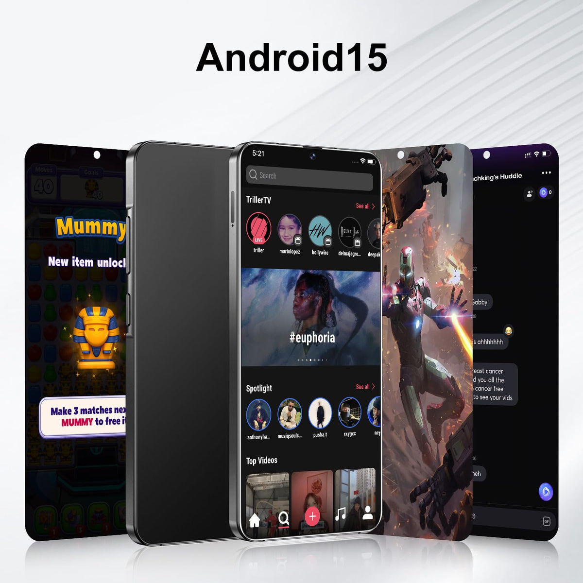 Unlocked 5G Smartphone Android 15 12GB+512GB 7" HD Screen 6800mAh Dual SIM Black X576