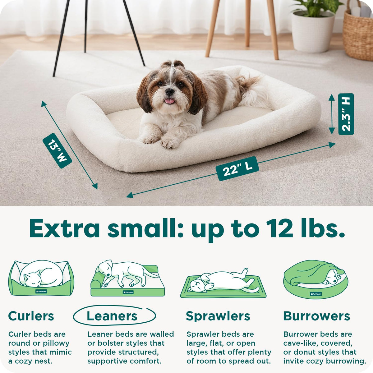 Extra Small Sherpa Fleece Dog Bed E297