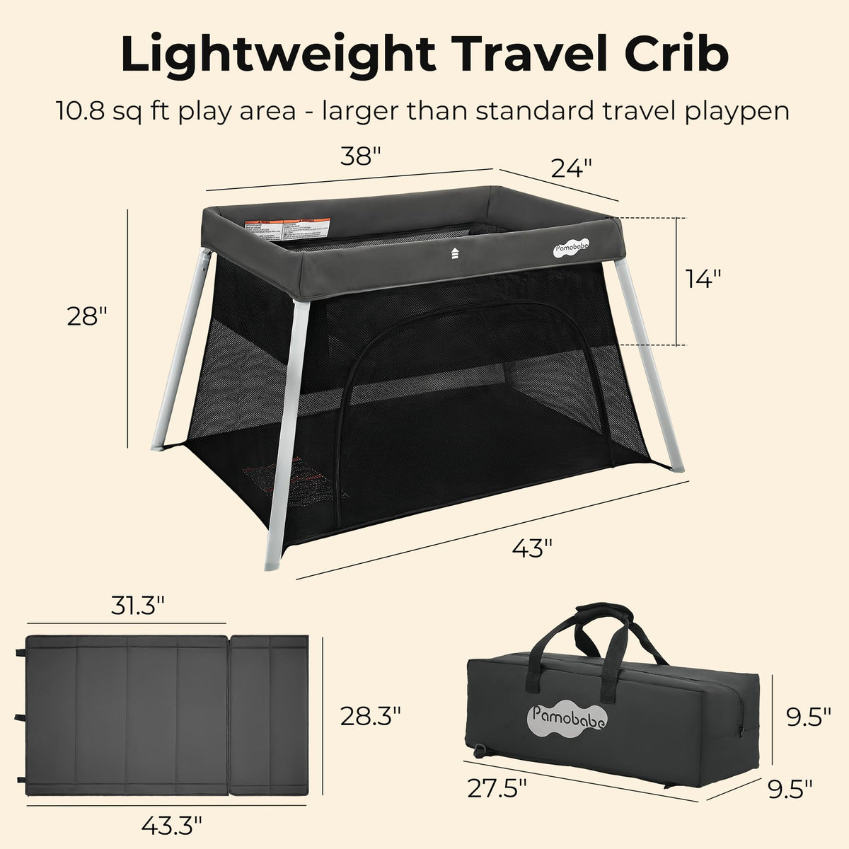 Foldable Portable Playpen with Mattress L71861
