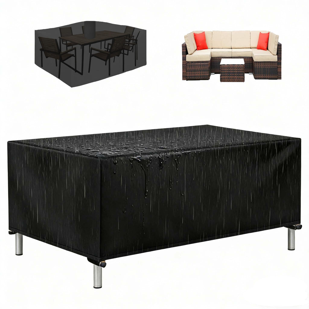 Black Waterproof Oxford Patio Furniture Cover U313782