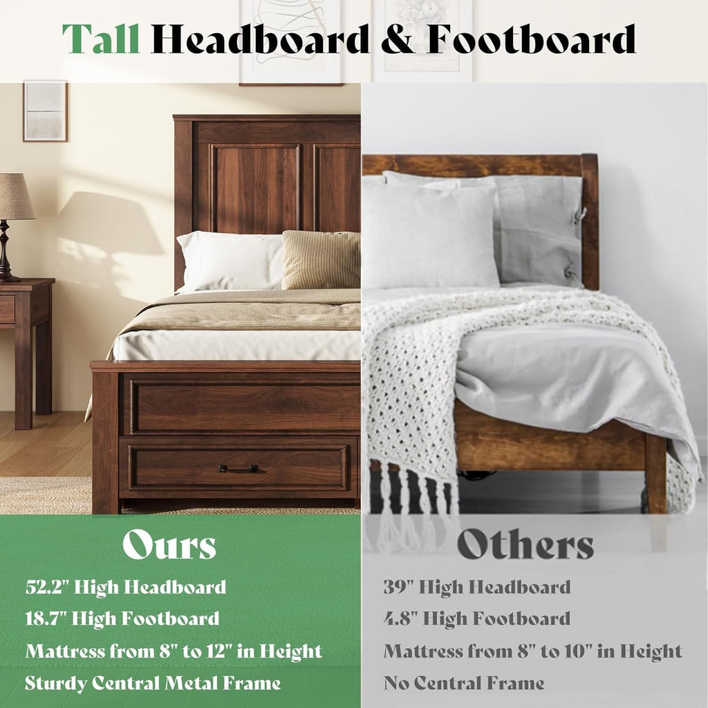 52.2" Full Size Farmhouse Bed Frame with Headboard Y542393
