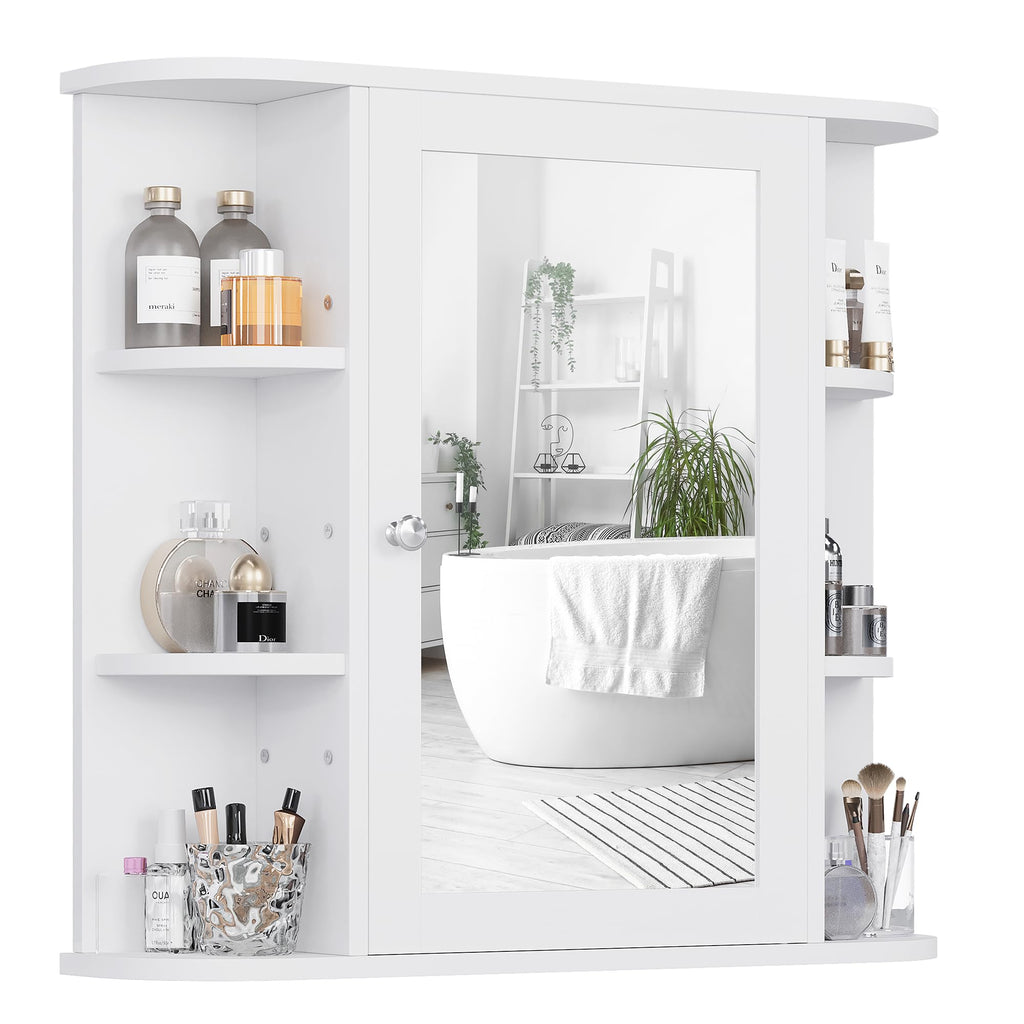 White Wall Mounted Medicine Cabinet with Mirror V79885