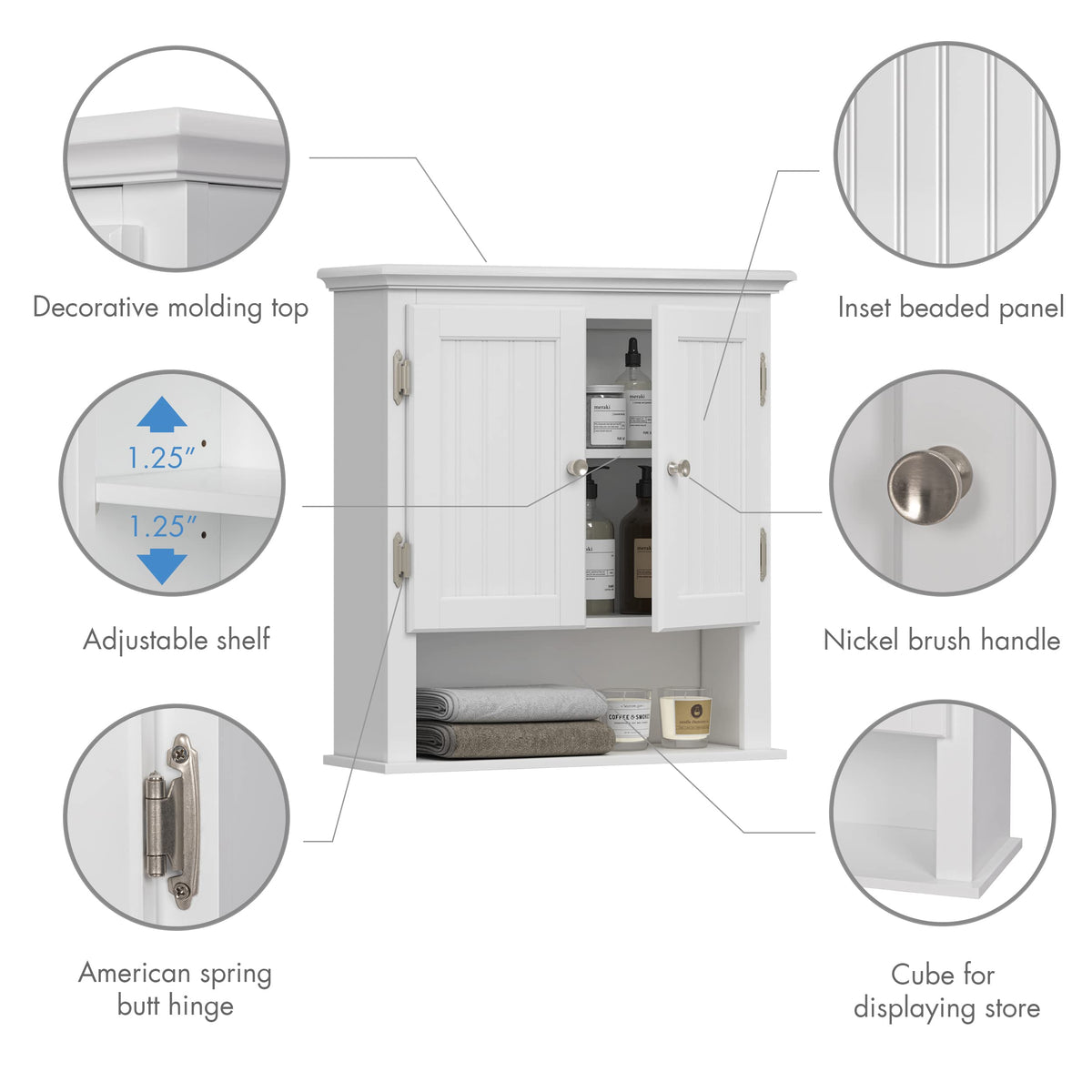 White Wall-Mounted Bathroom Cabinet L92613