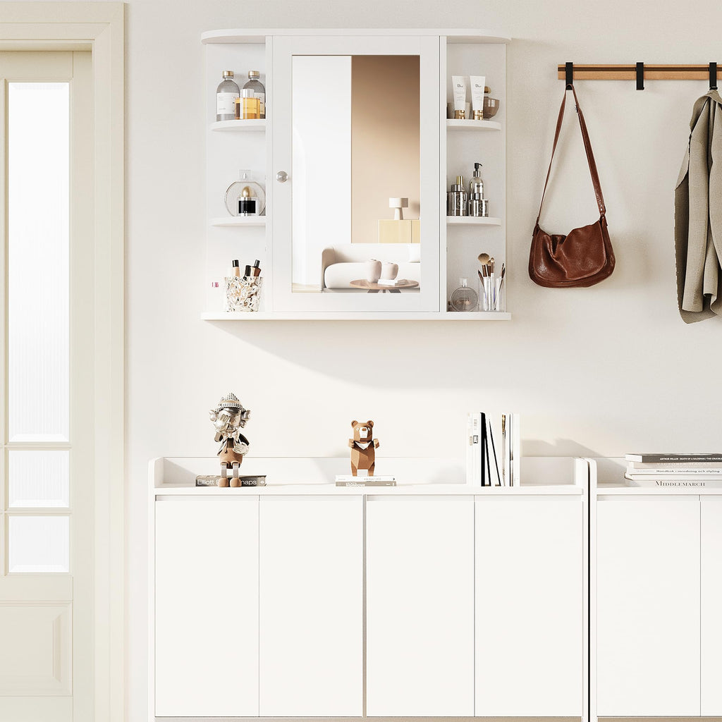White Wall Mounted Medicine Cabinet with Mirror V79885