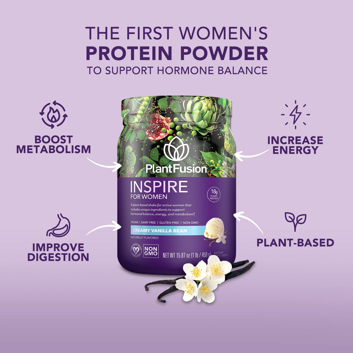 Plant Protein Powder Creamy Vanilla Bean 1 lb T988