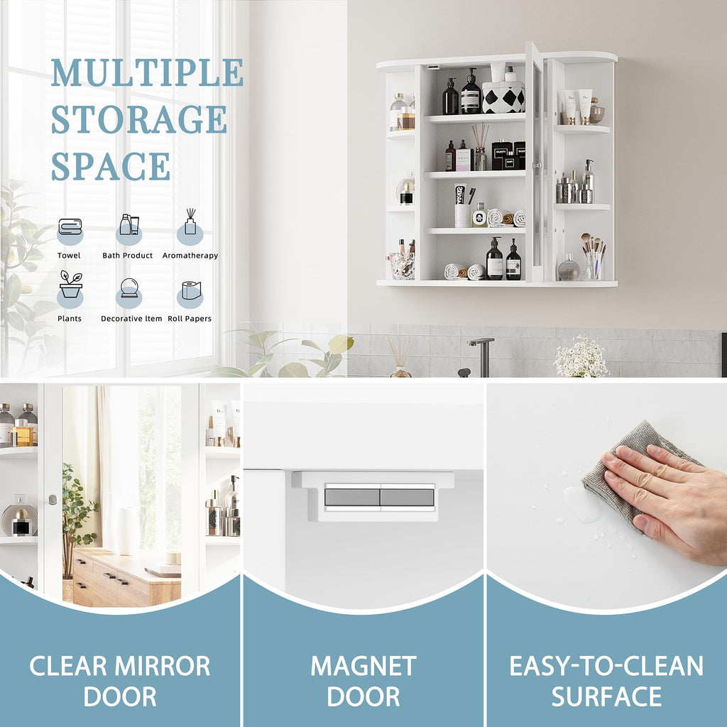 White Wall Mounted Medicine Cabinet with Mirror V79885