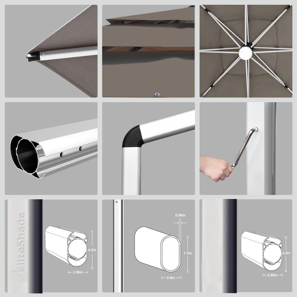 10x10FT Aluminum Cantilever Patio Umbrella with Light T252179