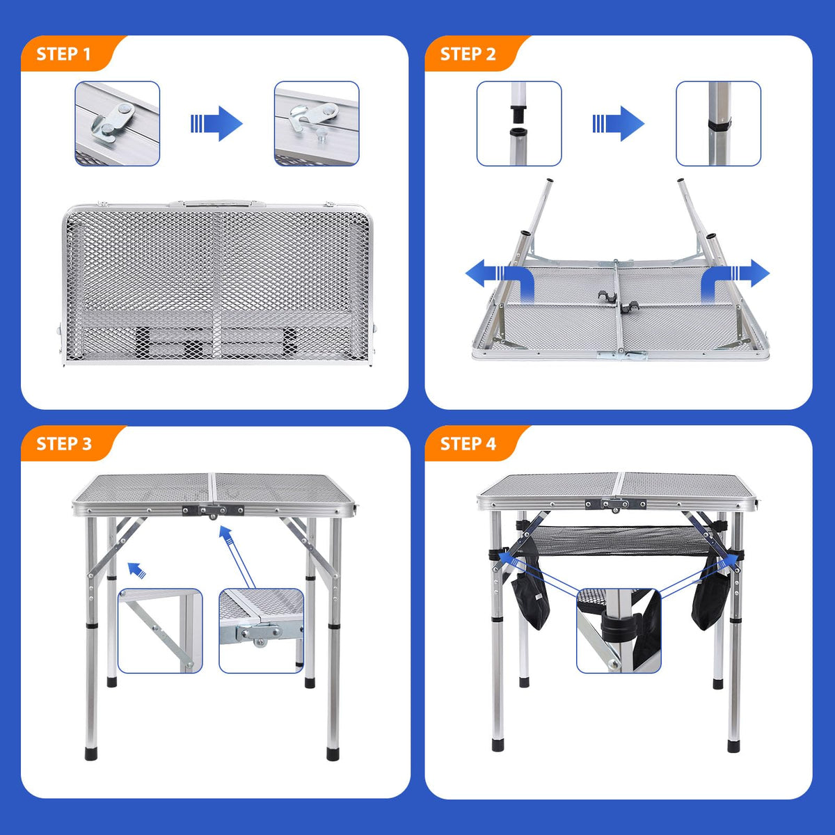 Height Adjustable Aluminum Folding Table F1051