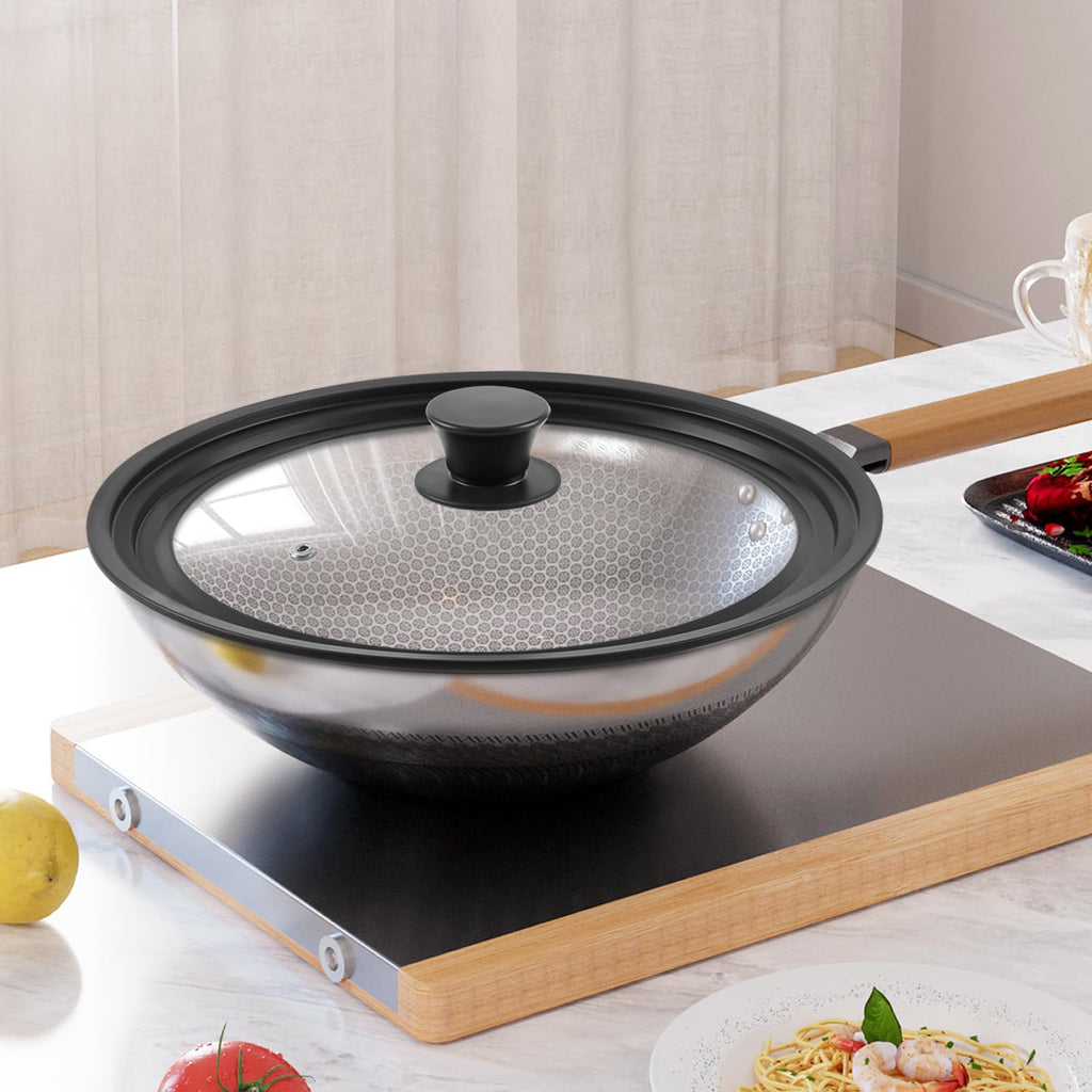 Tempered Glass Universal Lid with Silicone Rim for 10" 11" 12" Cookware E156871