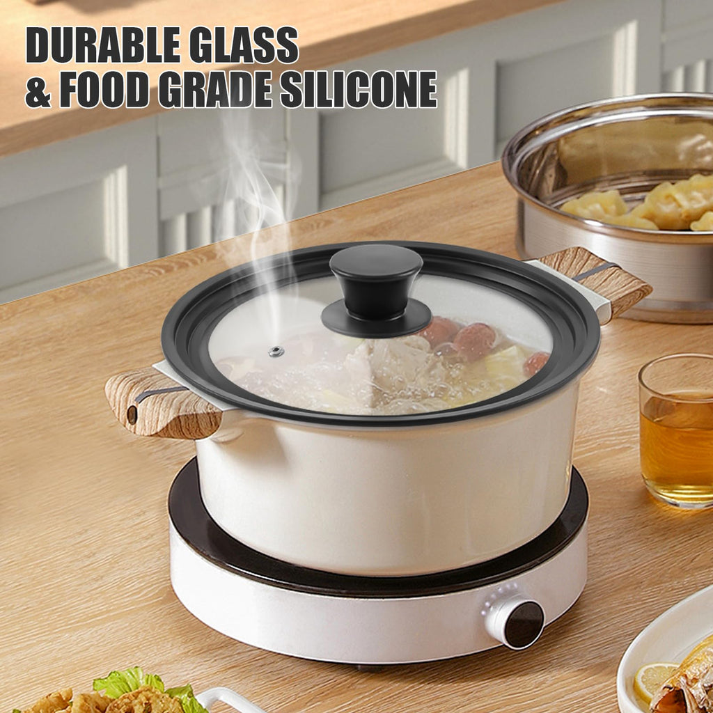 Tempered Glass Universal Lid with Silicone Rim for 10" 11" 12" Cookware E156871