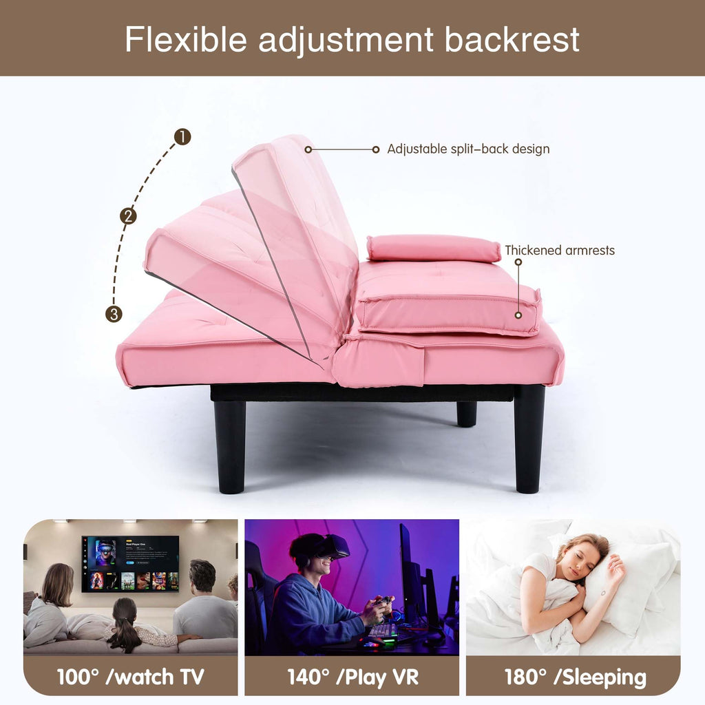 67" Convertible Futon Sofa Bed with 2 Cup Holders K5698