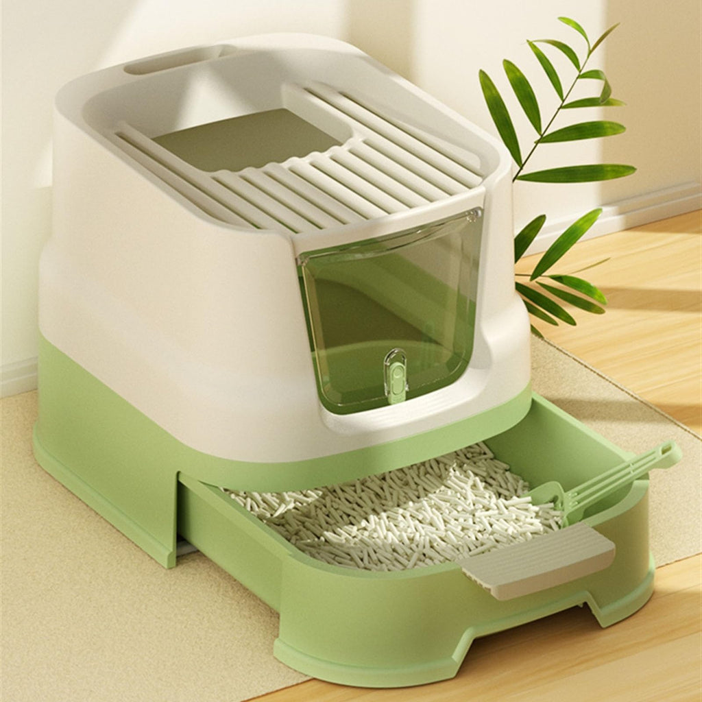 Large Top Entry Cat Litter Box with Lid and Scoop N282488