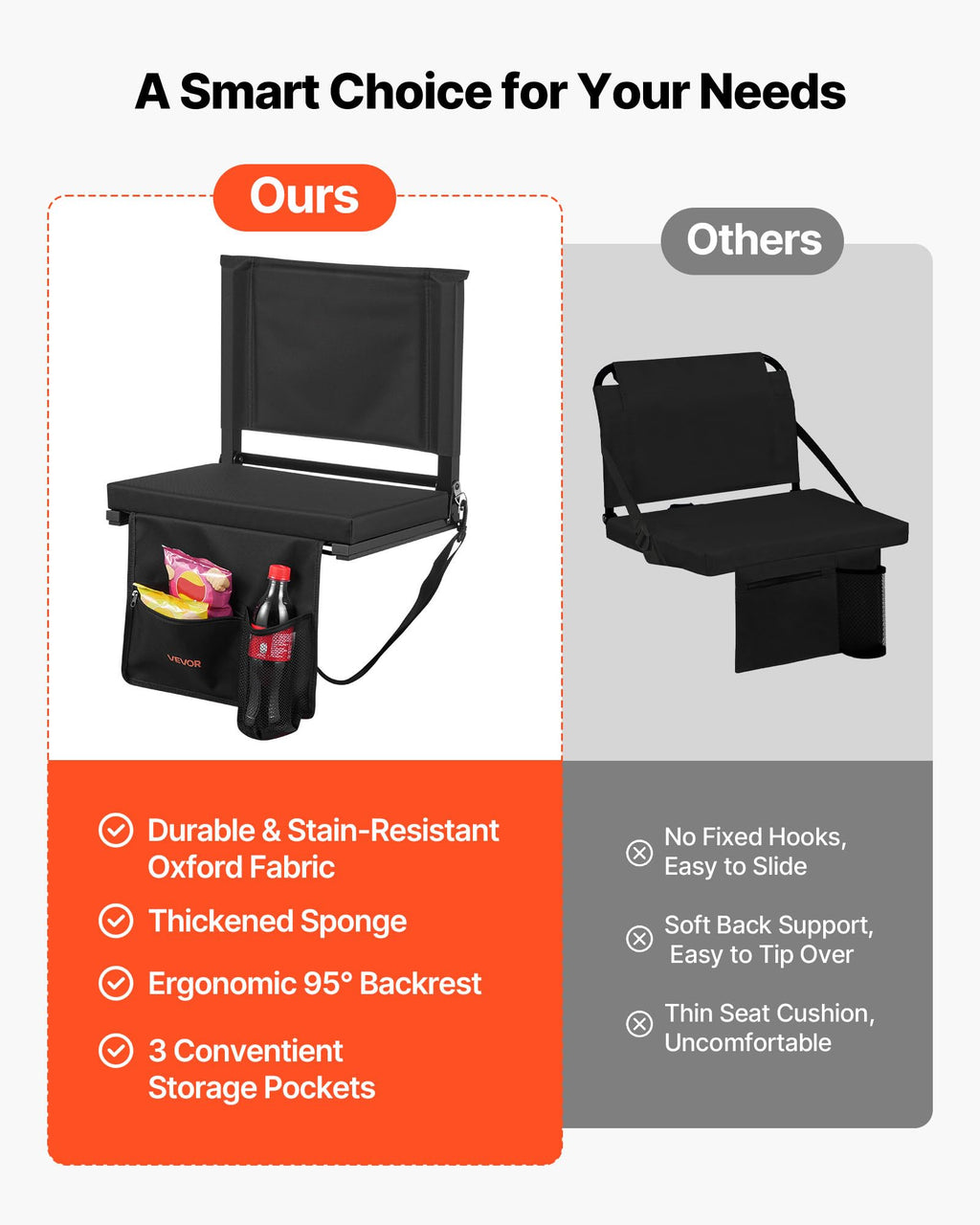 Folding Bleacher Seat with Back Support and Cushion P84219