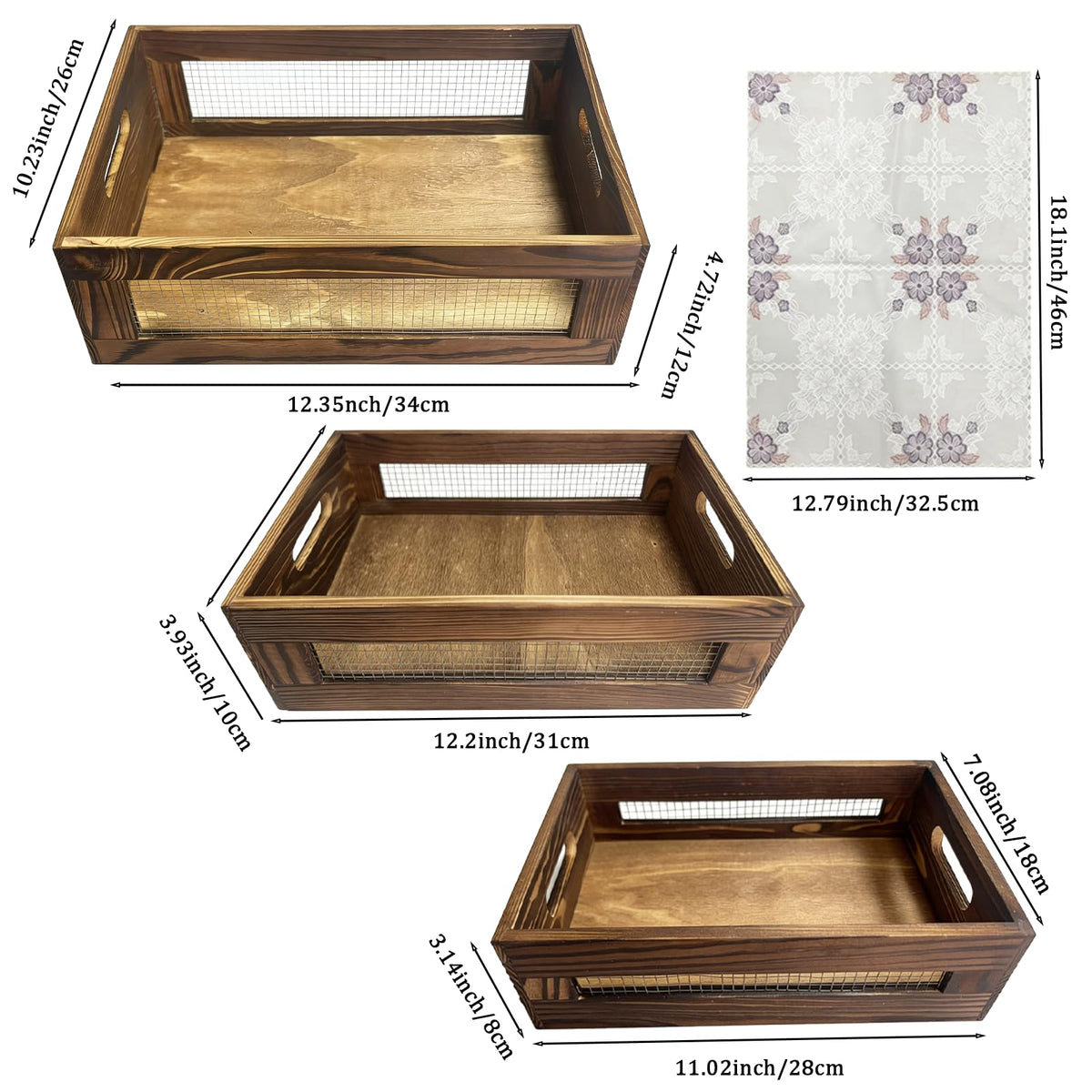 Set of 3 Wooden Nesting Crate E519755
