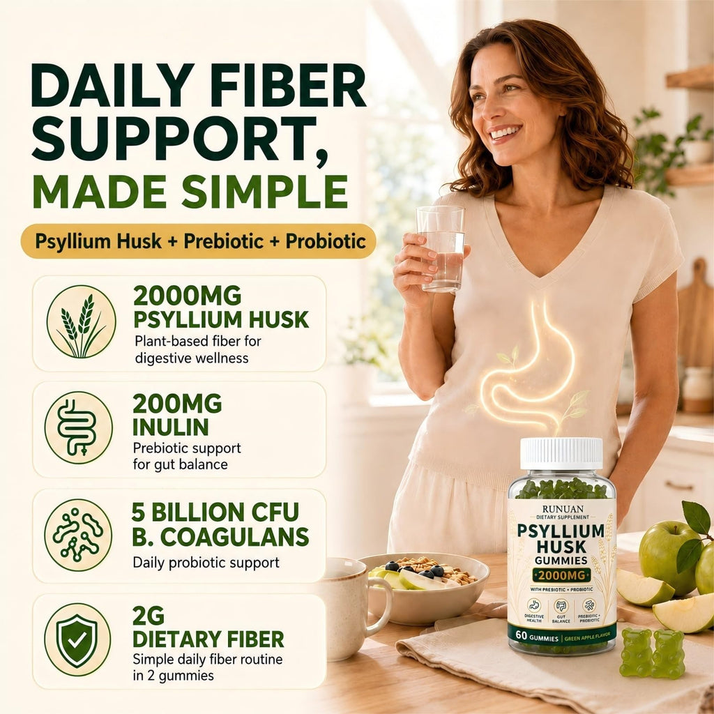 Sugar Free Psyllium Husk Gummies 2000mg 60 Count Q736