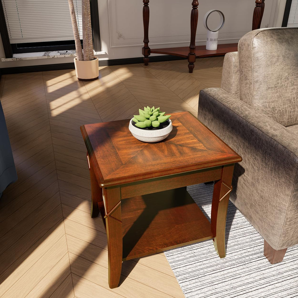 Solid Wood End Table with Storage Shelf Z805