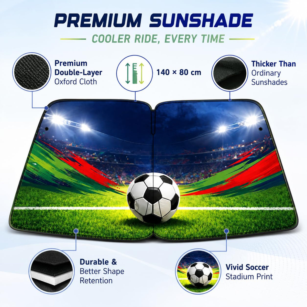 Foldable Front Window Oxford Cloth Car Sun Shade 140 x 80cm N973