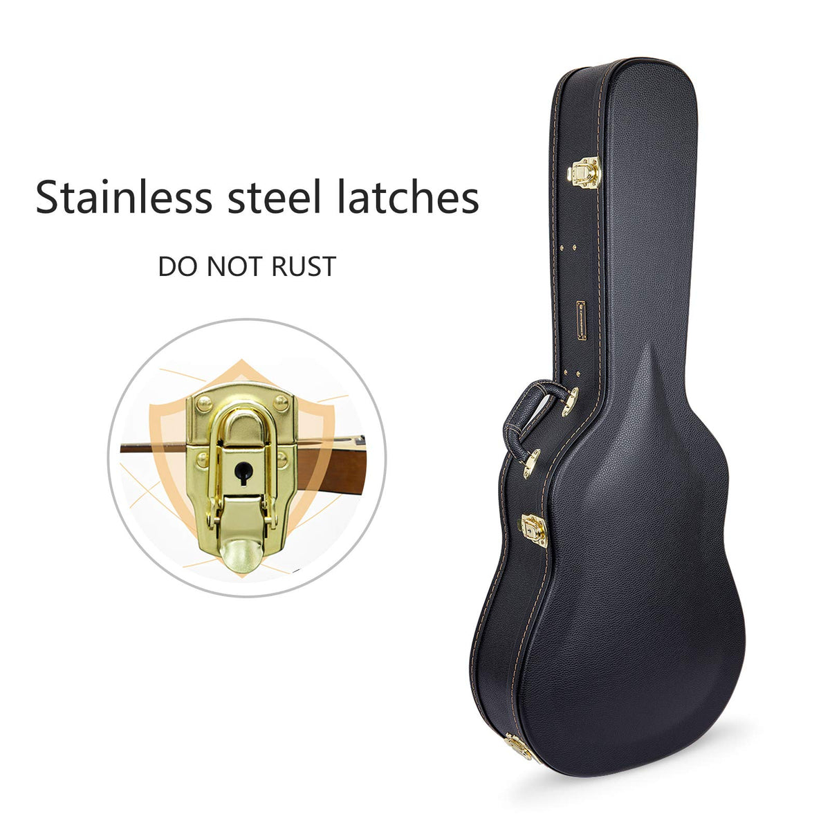 Black Wooden Case for 16" Archtop Hollow Body Jazz Electric Guitars U149