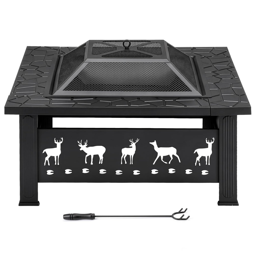 32 Inch Square Outdoor Fire Pit Table L617