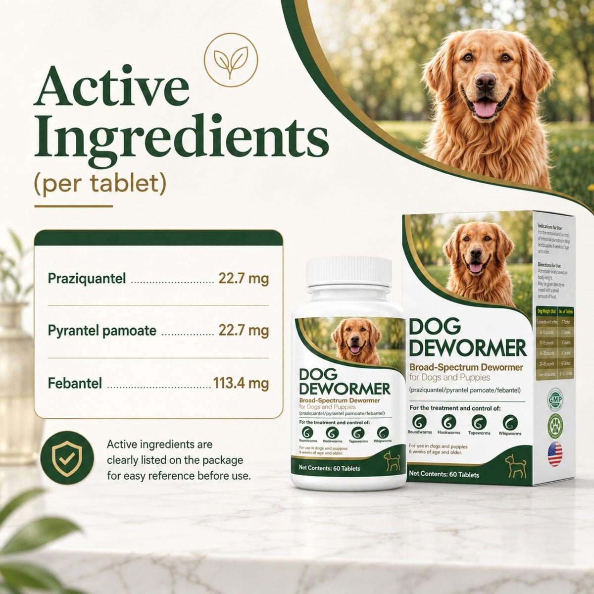 Dewormer for Dogs, 60 Tablets M740735