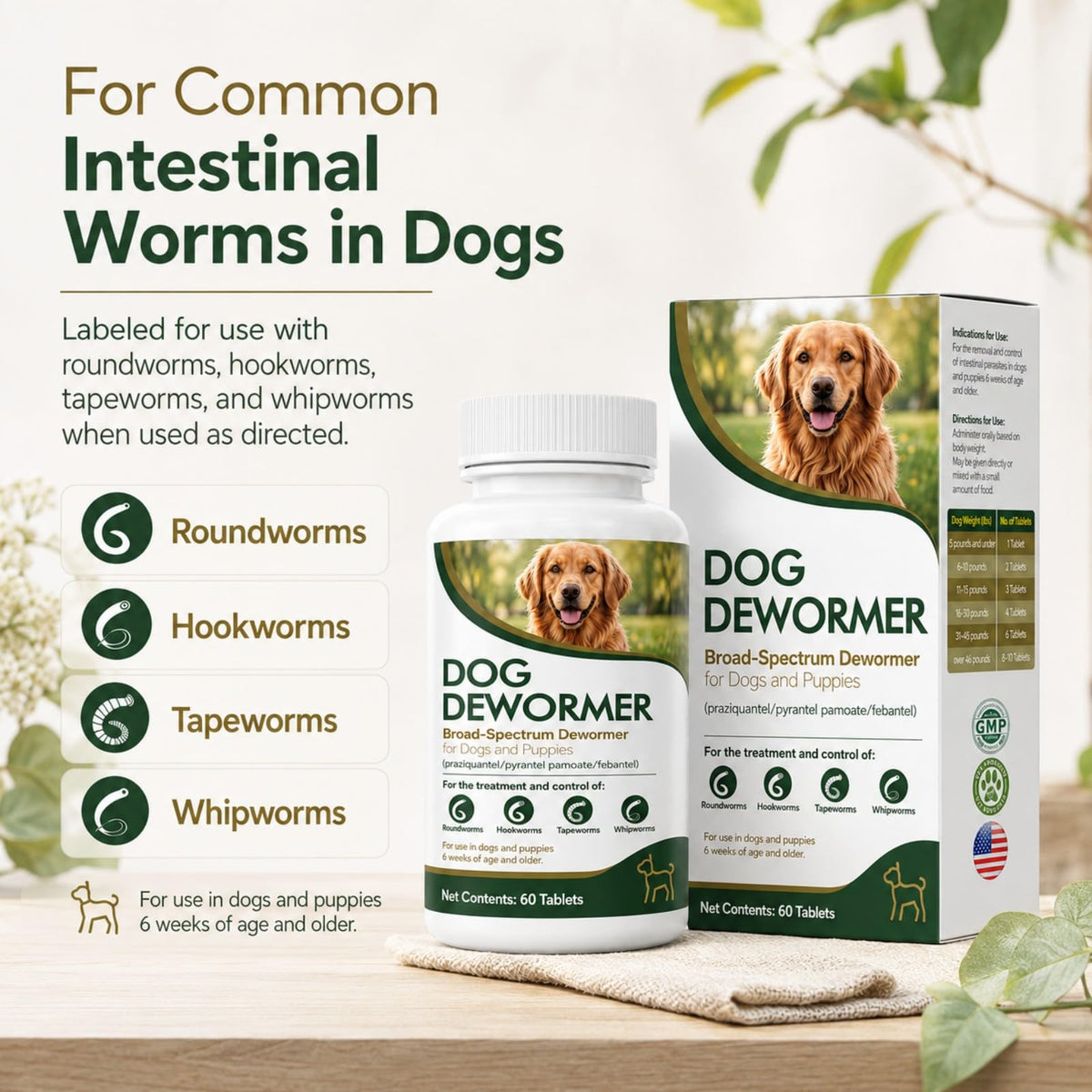 Dewormer for Dogs, 60 Tablets M740735