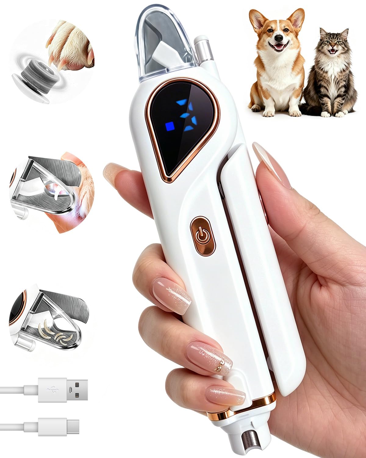 2-in-1 Dog Nail Clippers & Cat Grinder with Dual LED Lights U169