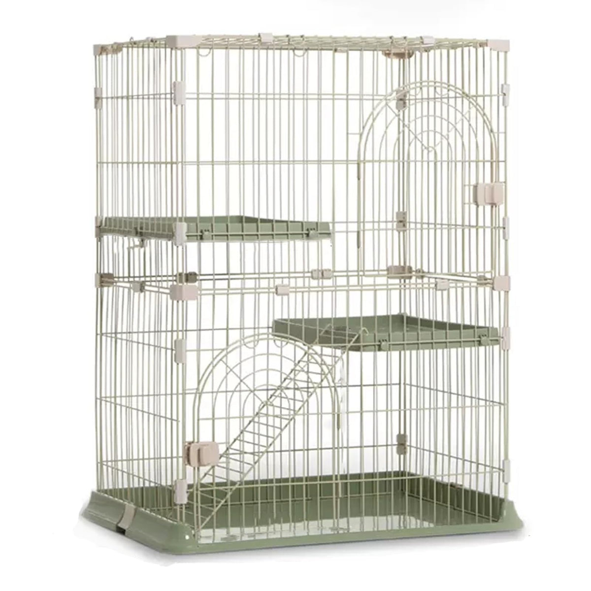 3/4-Tier Wire Cat Cage Playpen Kennel with Hammock J779