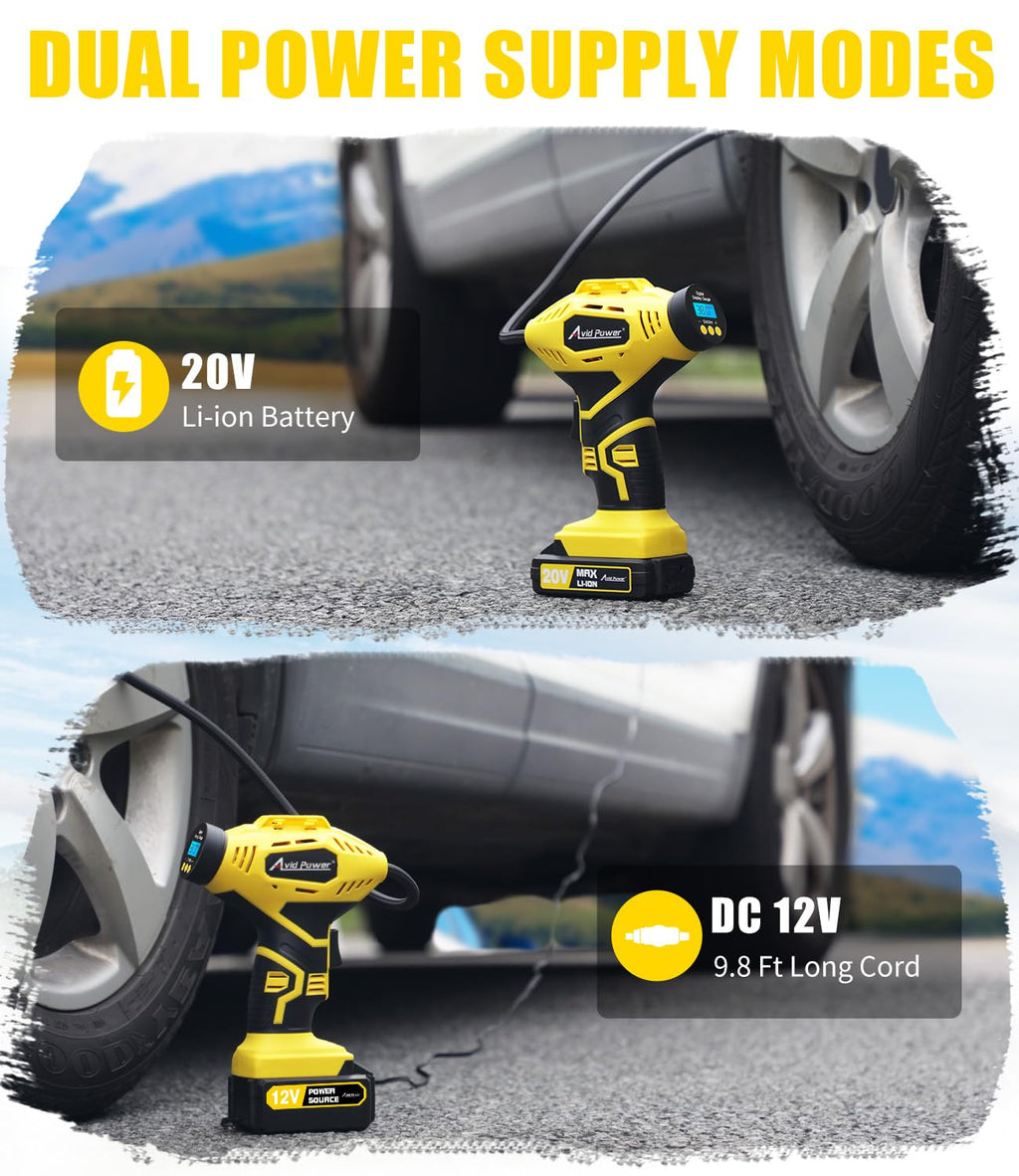 20V Cordless Tire Inflator Portable Air Compressor B803