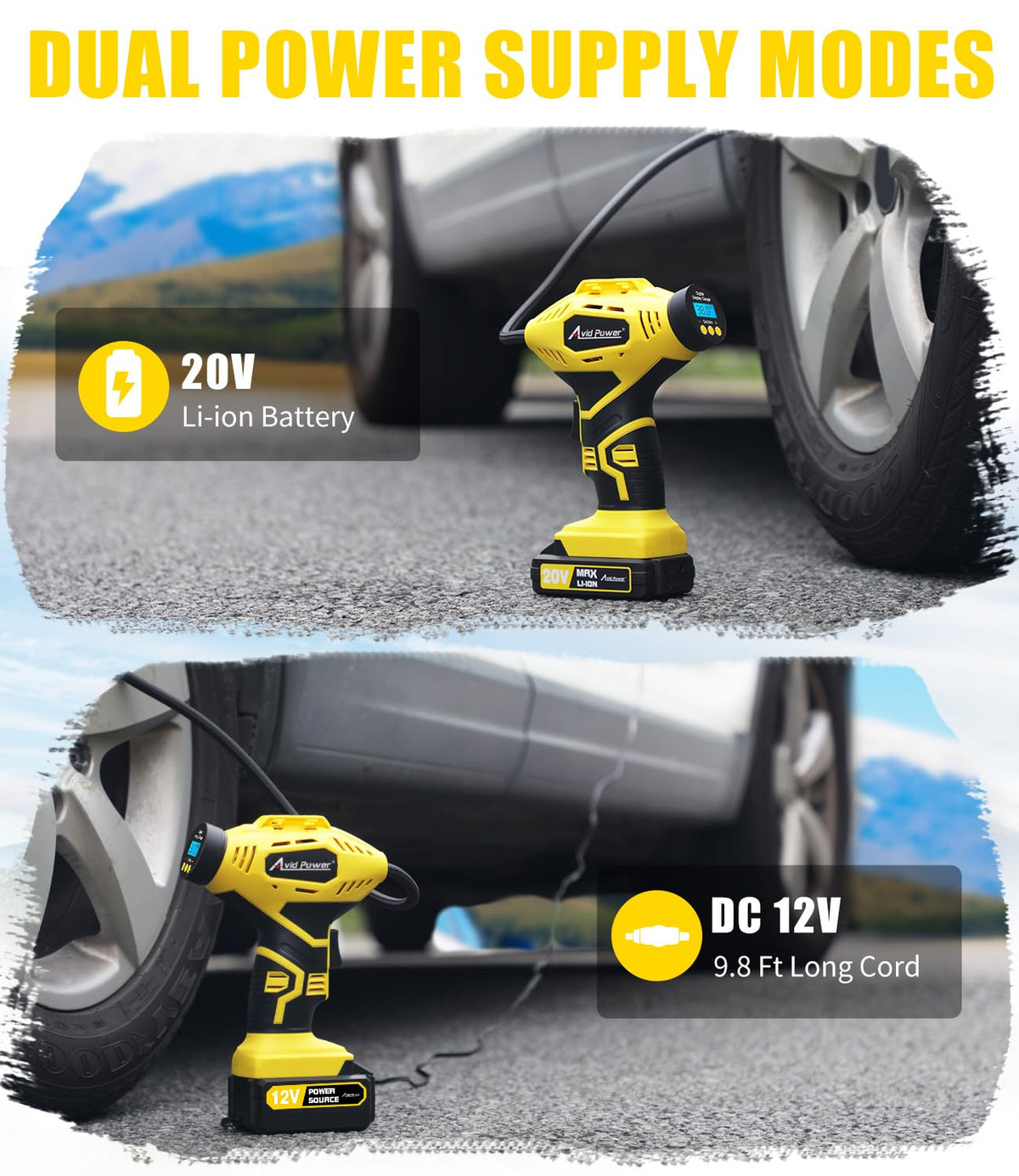 20V Cordless Tire Inflator Portable Air Compressor B803