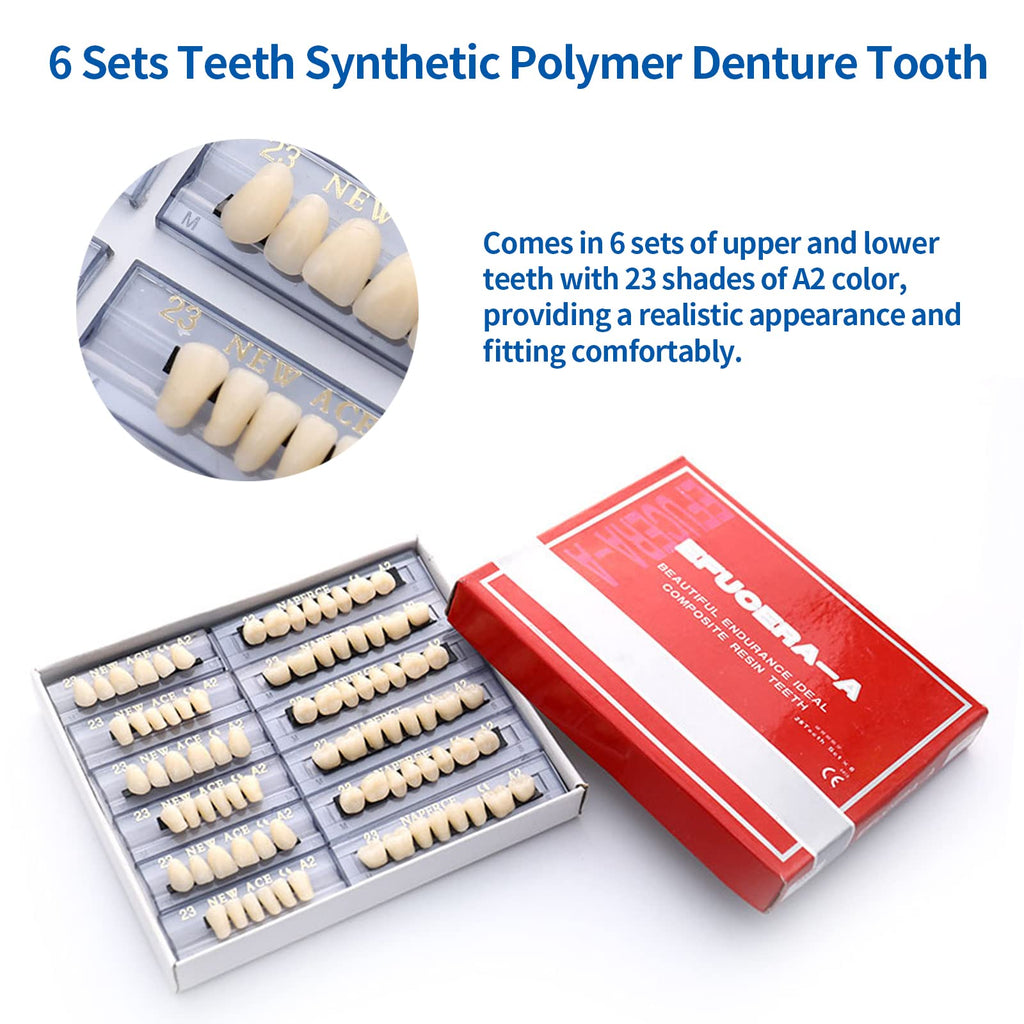 168 Pieces Acrylic Resin Denture Teeth 6 Sets 23 Shade A2 Upper + Lower N2090