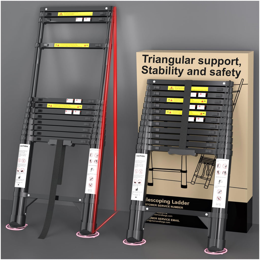 12.5 FT Black Aluminum Telescoping Ladder R15190