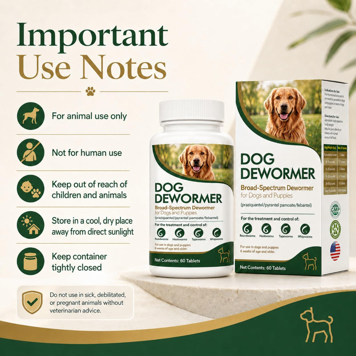Dewormer for Dogs, 60 Tablets M740735