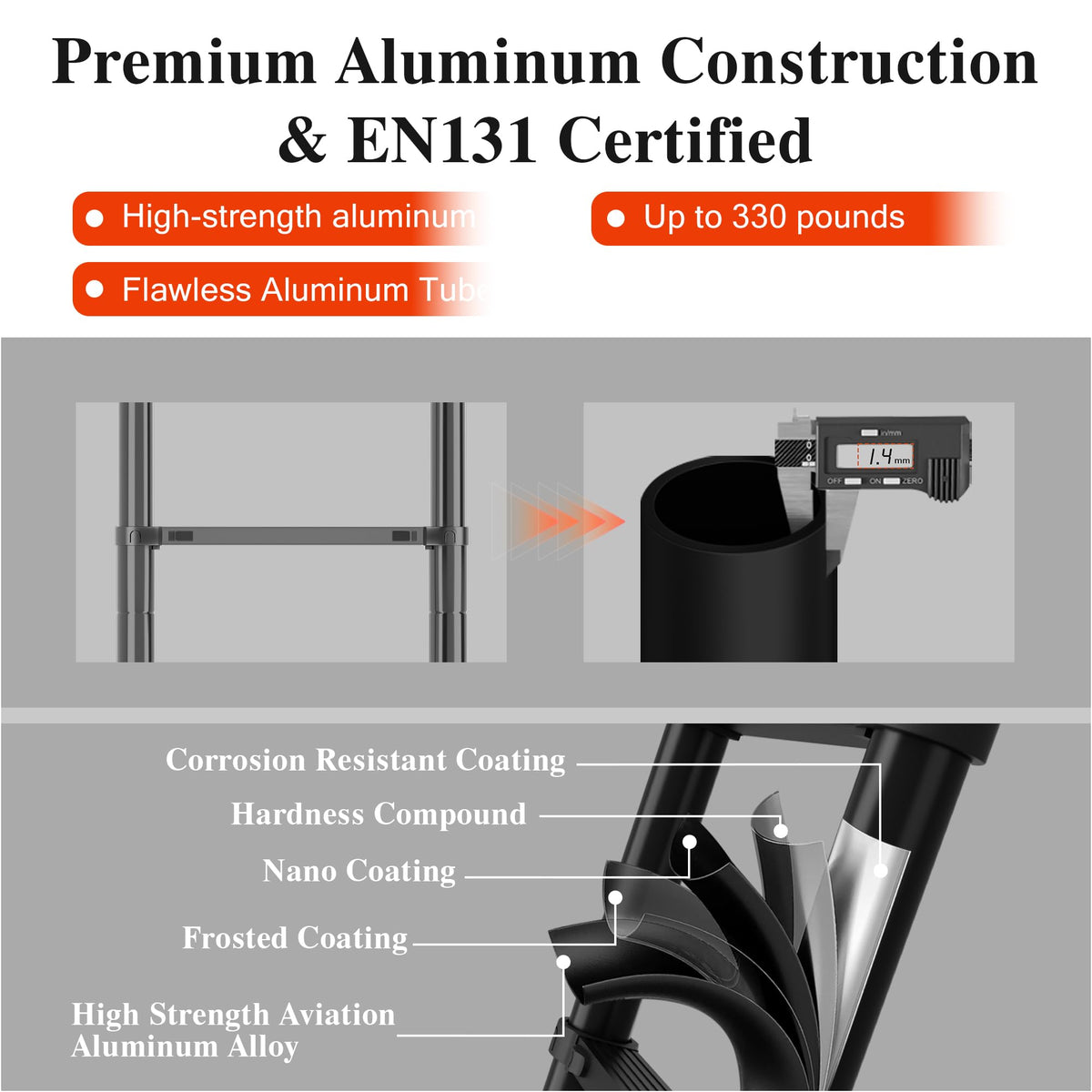 12.5 FT Black Aluminum Telescoping Ladder R15190
