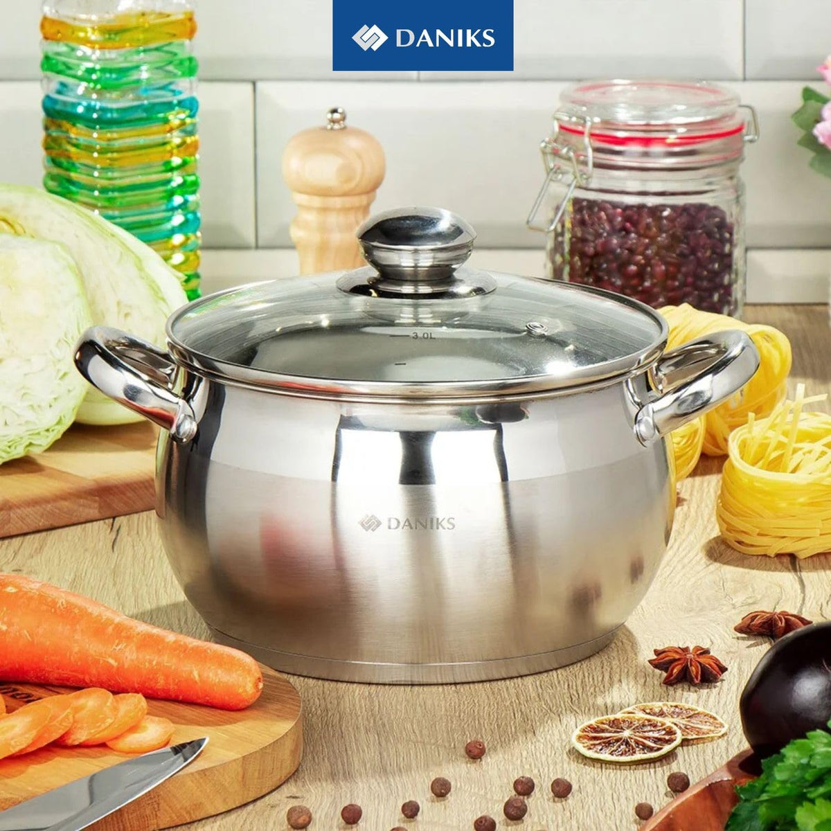 6.5 Quart Stainless Steel Stock Pot with Glass Lid G22125