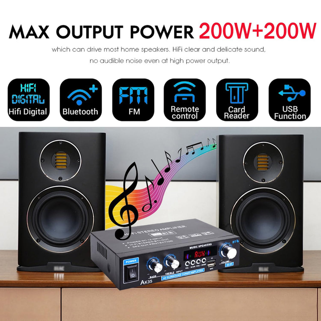 Bluetooth 5.0 200W 2.0 Channel Mini Stereo Amplifier K254089
