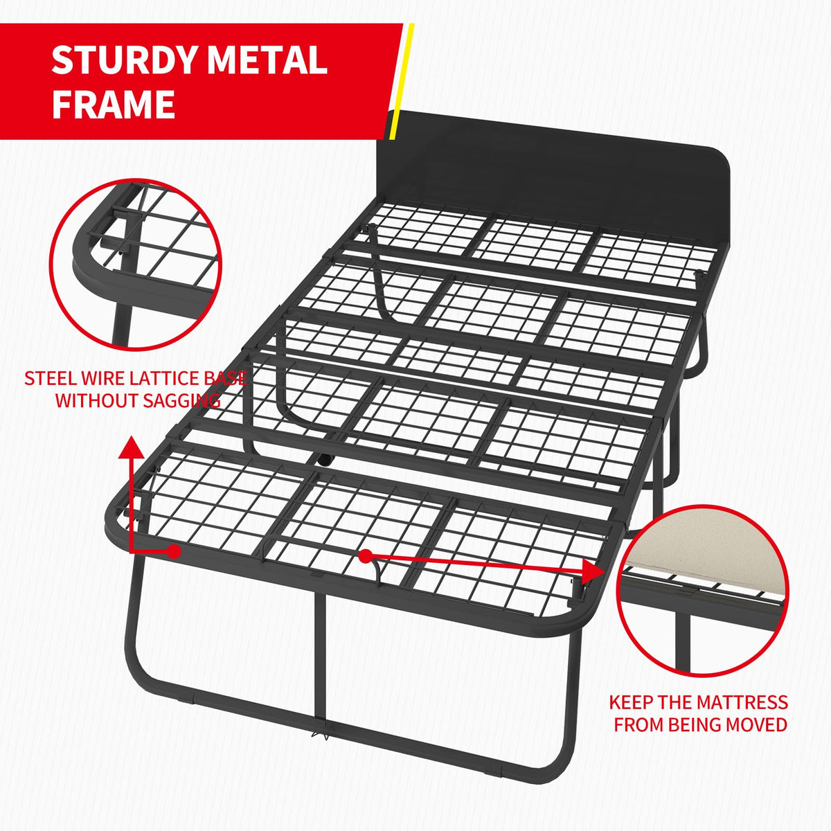 Folding Bed with 5" Memory Foam Mattress and 4 Lockable Wheels Q320285