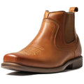 Cowboy Boots for Men Square Toe Leather Ankle Western Chelsea Slip On Boots E944