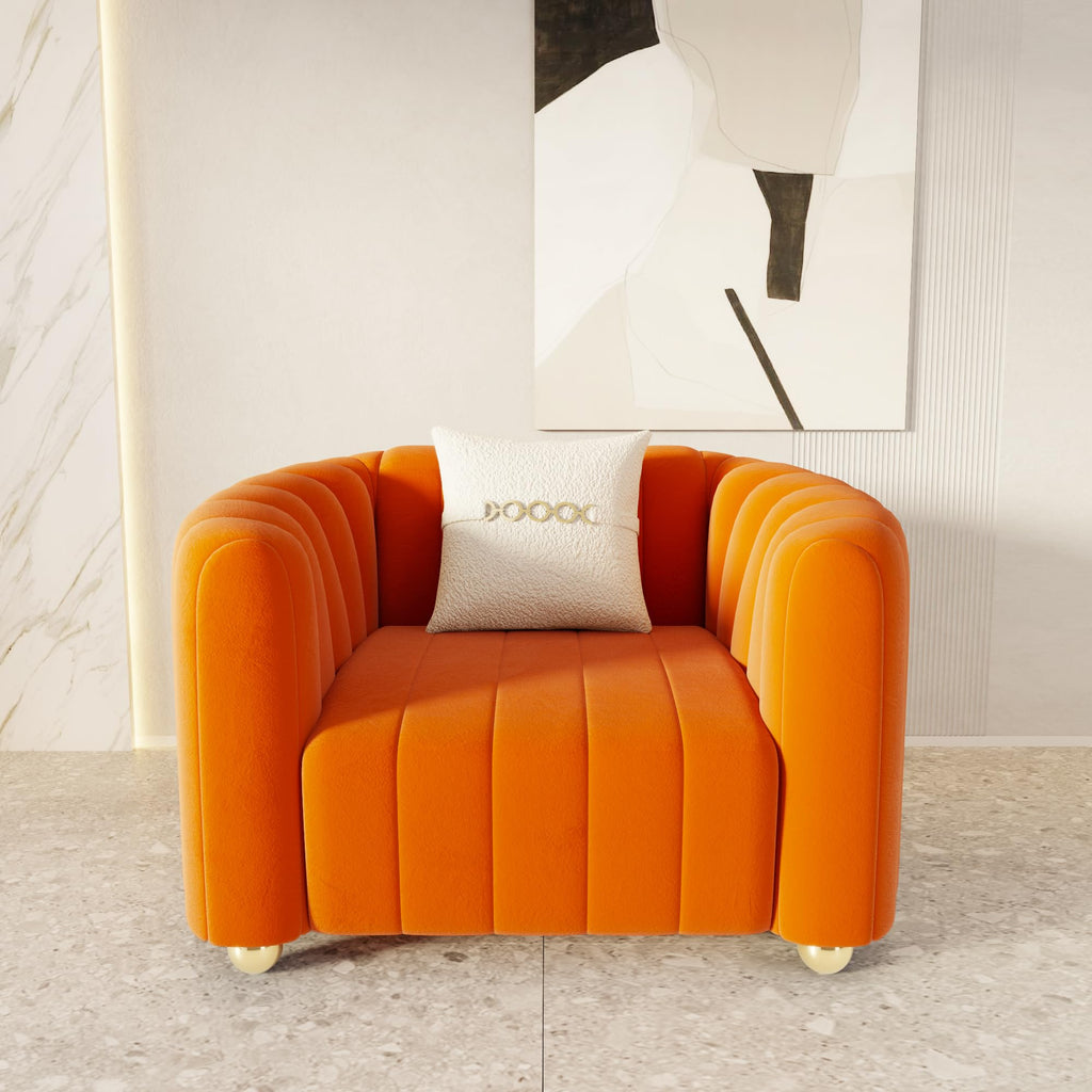 42" Velvet Sofa Chair with Gold Metal Legs A937