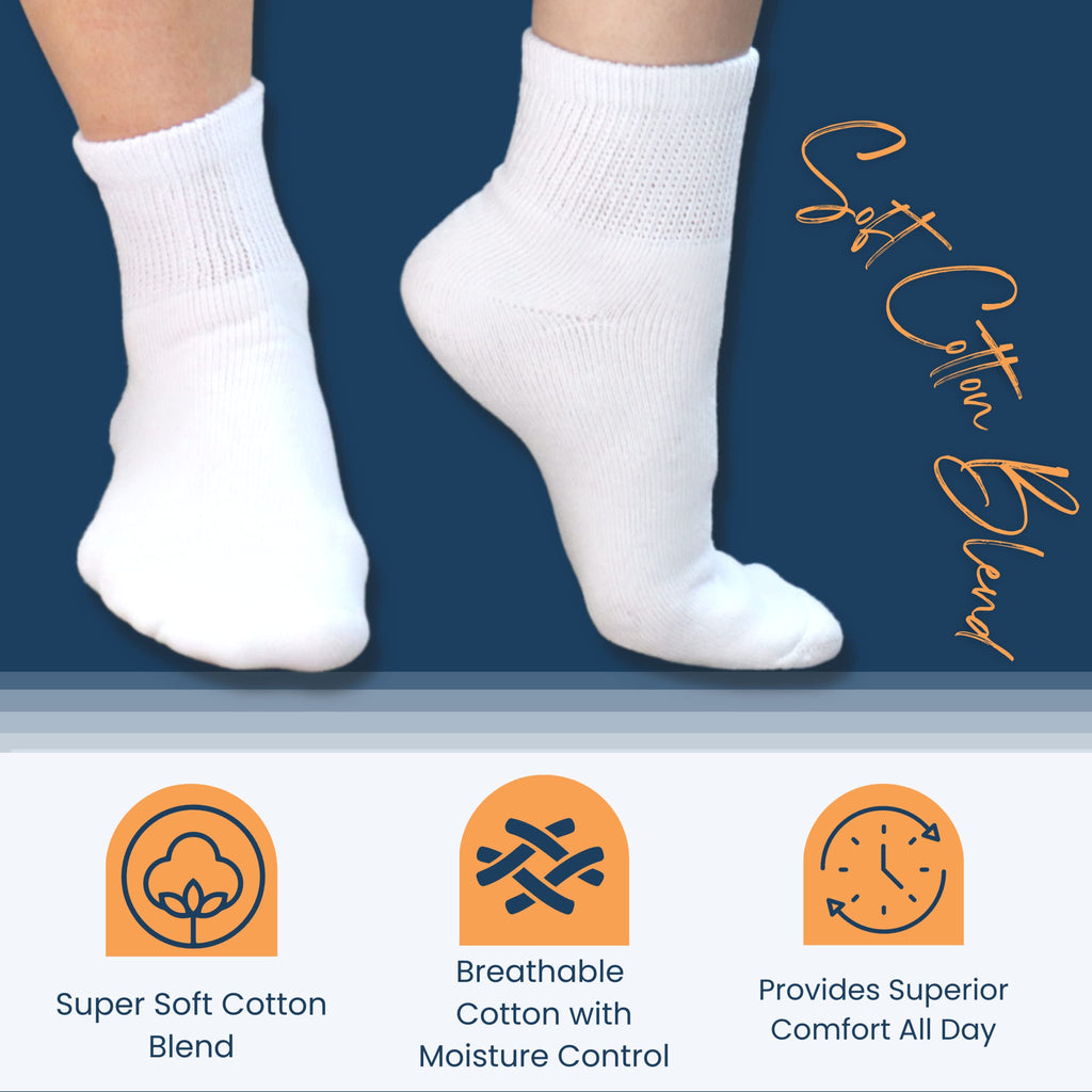 Women's Diabetic Ankle Socks, 6 Pairs, Non-Binding B643