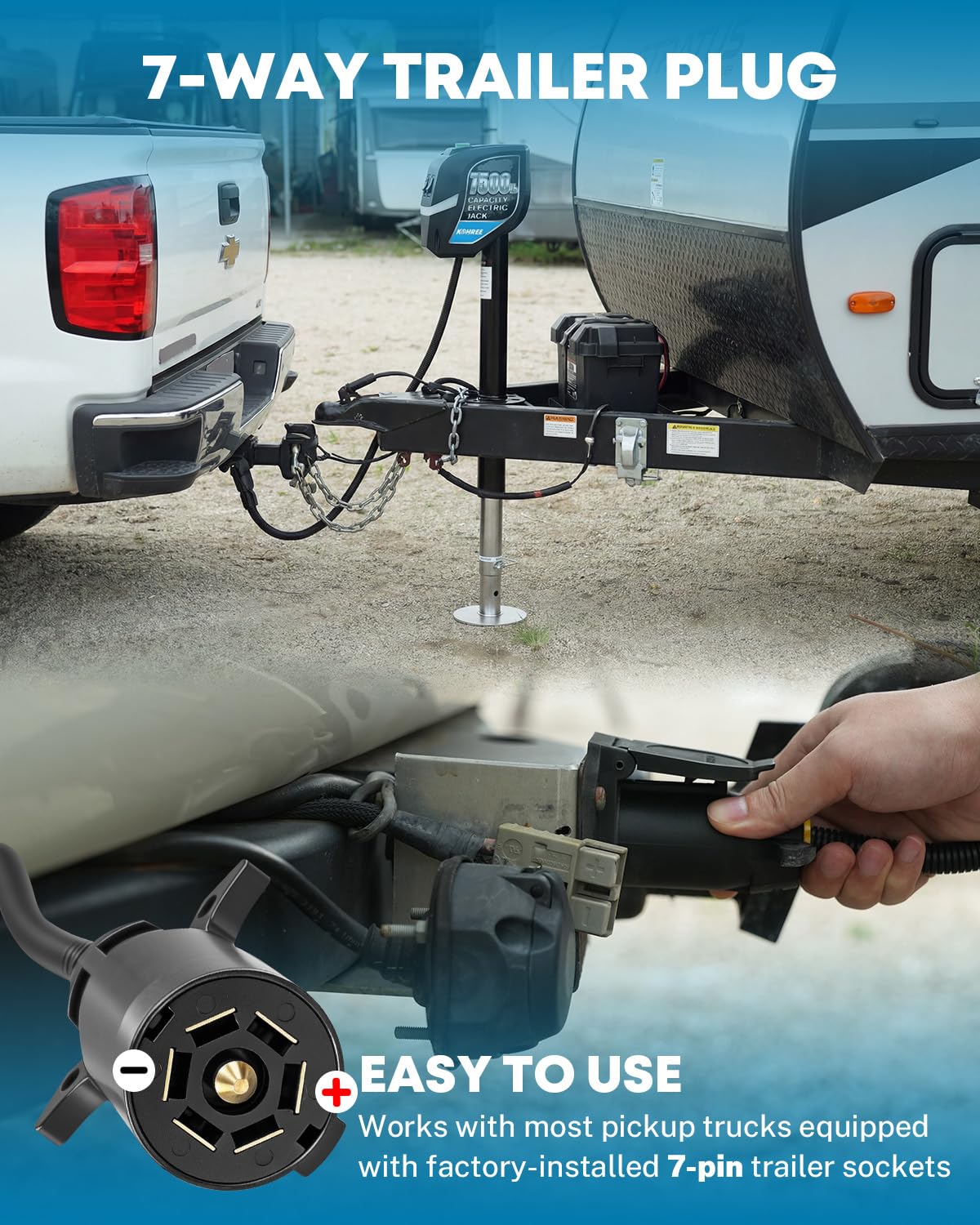 7500lbs Electric Trailer Jack with 7 Way Plug B9482