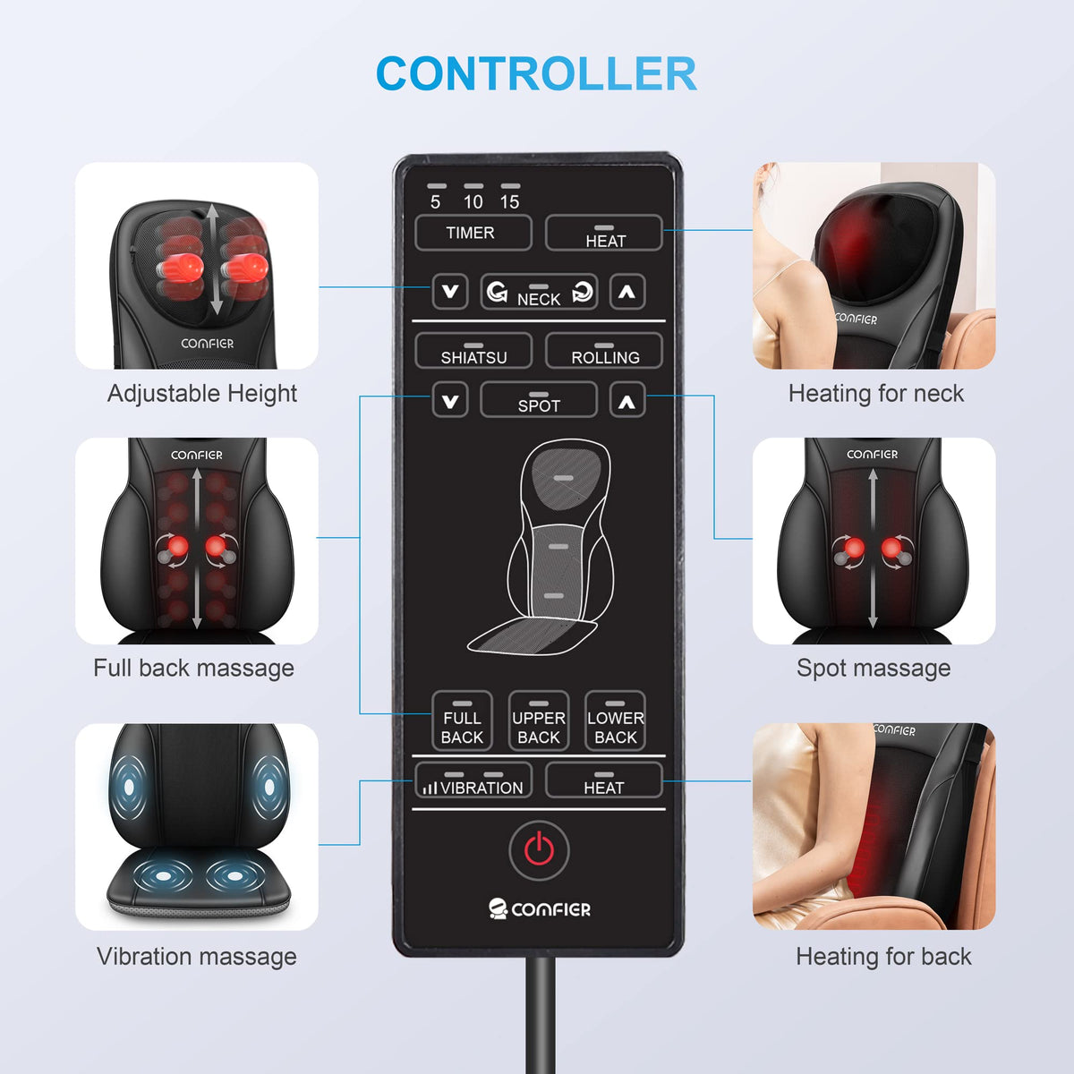 Shiatsu Back Massager with Heat H536
