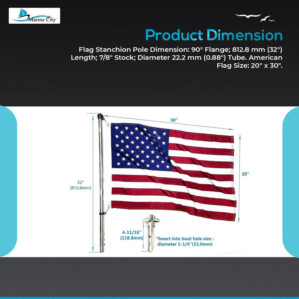 32-Inch Flag Stanchion Pole Kit 304 Stainless Steel R492411